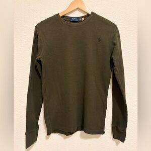 Polo by Ralph Lauren Men's Dark Green Long Sleeve Waffle Tee